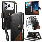 Zusammengesetzte Reißverschluss Geldbörse Veganes Leder Handyhülle mit Trageschlaufe, Für iPhone 17 Pro Max, Für iPhone 17 Pro, Für iPhone 17, Für iPhone Air, Für iPhone 16 Pro Max, Für iPhone 16 Pro, Für iPhone 16 Plus, Für iPhone 16
