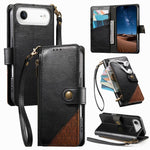 Zusammengesetzte Reißverschluss Geldbörse Veganes Leder Handyhülle mit Trageschlaufe, Für iPhone 17 Pro Max, Für iPhone 17 Pro, Für iPhone 17, Für iPhone Air, Für iPhone 16 Pro Max, Für iPhone 16 Pro, Für iPhone 16 Plus, Für iPhone 16