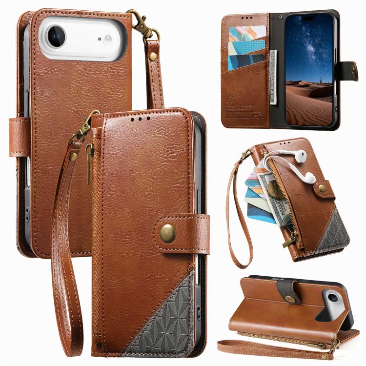Zusammengesetzte Reißverschluss Geldbörse Veganes Leder Handyhülle mit Trageschlaufe, Für iPhone 17 Pro Max, Für iPhone 17 Pro, Für iPhone 17, Für iPhone Air, Für iPhone 16 Pro Max, Für iPhone 16 Pro, Für iPhone 16 Plus, Für iPhone 16