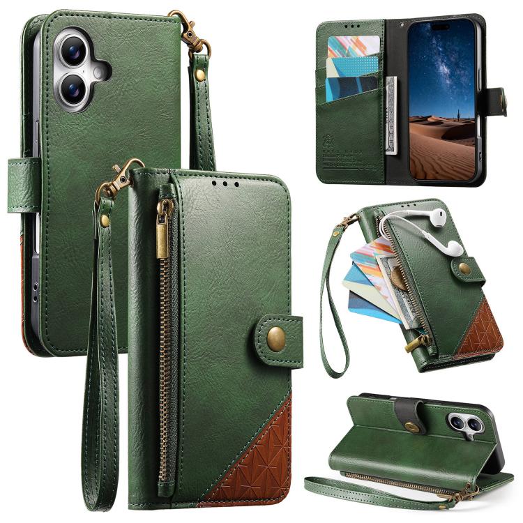 Zusammengesetzte Reißverschluss Geldbörse Veganes Leder Handyhülle mit Trageschlaufe, Für iPhone 17 Pro Max, Für iPhone 17 Pro, Für iPhone 17, Für iPhone Air, Für iPhone 16 Pro Max, Für iPhone 16 Pro, Für iPhone 16 Plus, Für iPhone 16