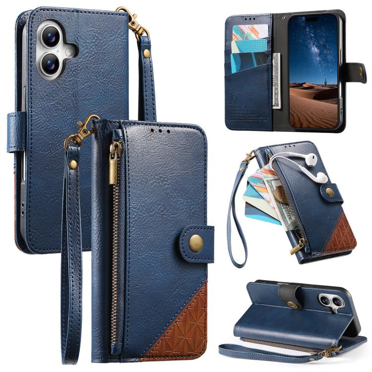 Zusammengesetzte Reißverschluss Geldbörse Veganes Leder Handyhülle mit Trageschlaufe, Für iPhone 17 Pro Max, Für iPhone 17 Pro, Für iPhone 17, Für iPhone Air, Für iPhone 16 Pro Max, Für iPhone 16 Pro, Für iPhone 16 Plus, Für iPhone 16