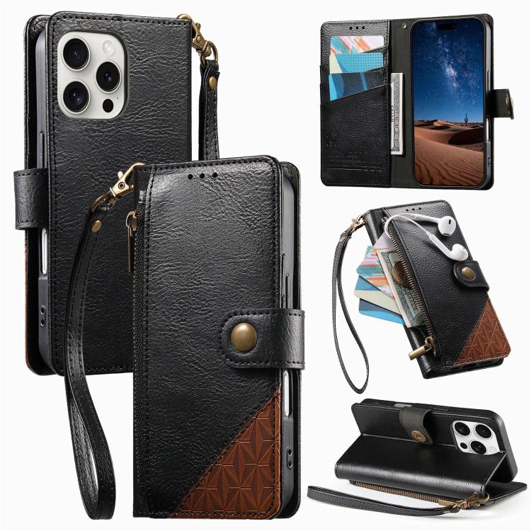 Zusammengesetzte Reißverschluss Geldbörse Veganes Leder Handyhülle mit Trageschlaufe, Für iPhone 17 Pro Max, Für iPhone 17 Pro, Für iPhone 17, Für iPhone Air, Für iPhone 16 Pro Max, Für iPhone 16 Pro, Für iPhone 16 Plus, Für iPhone 16