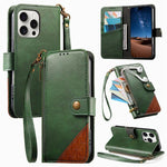 Zusammengesetzte Reißverschluss Geldbörse Veganes Leder Handyhülle mit Trageschlaufe, Für iPhone 17 Pro Max, Für iPhone 17 Pro, Für iPhone 17, Für iPhone Air, Für iPhone 16 Pro Max, Für iPhone 16 Pro, Für iPhone 16 Plus, Für iPhone 16