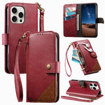 Zusammengesetzte Reißverschluss Geldbörse Veganes Leder Handyhülle mit Trageschlaufe, Für iPhone 17 Pro Max, Für iPhone 17 Pro, Für iPhone 17, Für iPhone Air, Für iPhone 16 Pro Max, Für iPhone 16 Pro, Für iPhone 16 Plus, Für iPhone 16