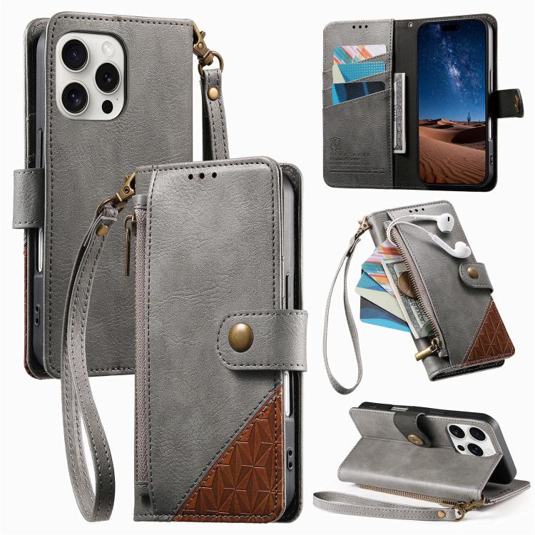 Zusammengesetzte Reißverschluss Geldbörse Veganes Leder Handyhülle mit Trageschlaufe, Für iPhone 17 Pro Max, Für iPhone 17 Pro, Für iPhone 17, Für iPhone Air, Für iPhone 16 Pro Max, Für iPhone 16 Pro, Für iPhone 16 Plus, Für iPhone 16