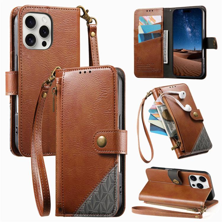 Zusammengesetzte Reißverschluss Geldbörse Veganes Leder Handyhülle mit Trageschlaufe, Für iPhone 17 Pro Max, Für iPhone 17 Pro, Für iPhone 17, Für iPhone Air, Für iPhone 16 Pro Max, Für iPhone 16 Pro, Für iPhone 16 Plus, Für iPhone 16
