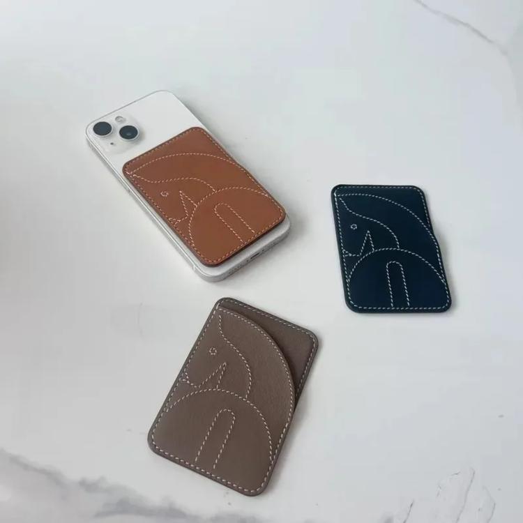 Echtes Leder bestickte magnetische Kartenetui