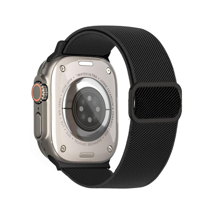 Diagonal gestreiftes D-Ring Schnalle Nylon Elastisches Uhrenarmband, Für Apple Watch 46mm / 49mm / 45mm / 44mm, Für Apple Watch 42mm / 41mm / 40mm / 38mm