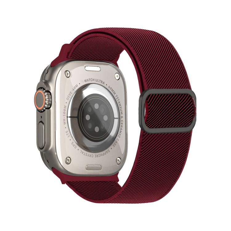 Diagonal gestreiftes D-Ring Schnalle Nylon Elastisches Uhrenarmband, Für Apple Watch 46mm / 49mm / 45mm / 44mm, Für Apple Watch 42mm / 41mm / 40mm / 38mm