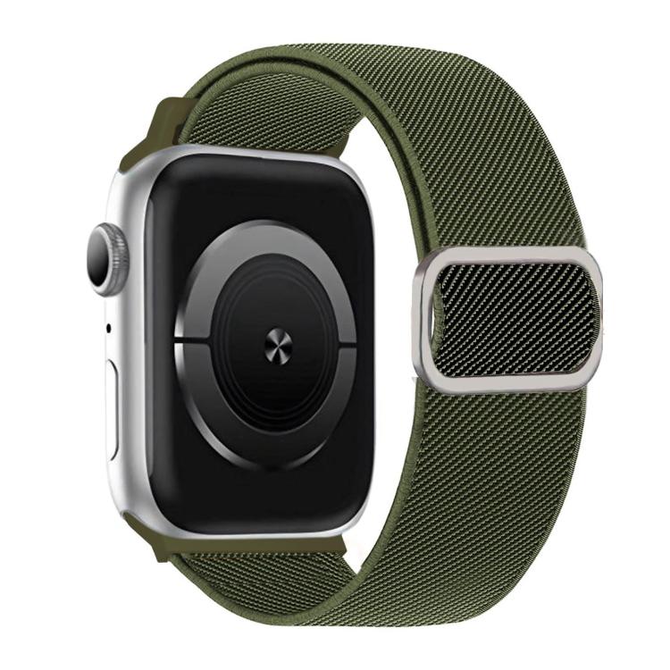 Diagonal gestreiftes D-Ring Schnalle Nylon Elastisches Uhrenarmband, Für Apple Watch 46mm / 49mm / 45mm / 44mm, Für Apple Watch 42mm / 41mm / 40mm / 38mm