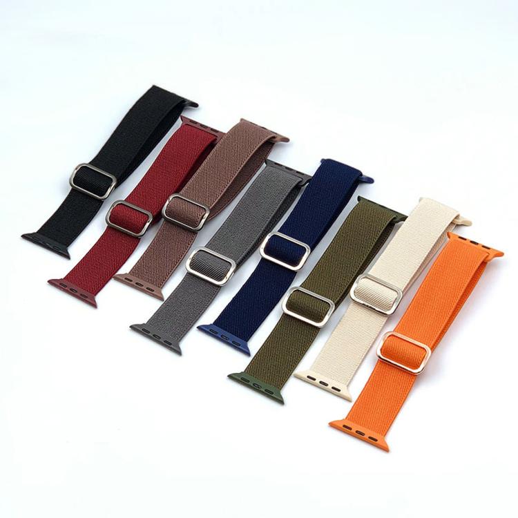 Diagonal gestreiftes D-Ring Schnalle Nylon Elastisches Uhrenarmband, Für Apple Watch 46mm / 49mm / 45mm / 44mm, Für Apple Watch 42mm / 41mm / 40mm / 38mm
