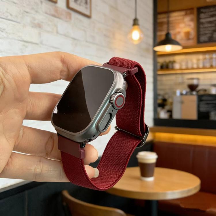 Diagonal gestreiftes D-Ring Schnalle Nylon Elastisches Uhrenarmband, Für Apple Watch 46mm / 49mm / 45mm / 44mm, Für Apple Watch 42mm / 41mm / 40mm / 38mm
