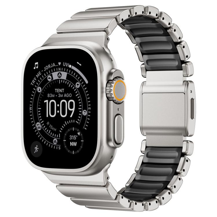 Magnetische Schnalle Einperlen-Silikon-Edelstahl-Uhrenarmband, Für Apple Watch 46mm / 49mm / 45mm / 44mm
