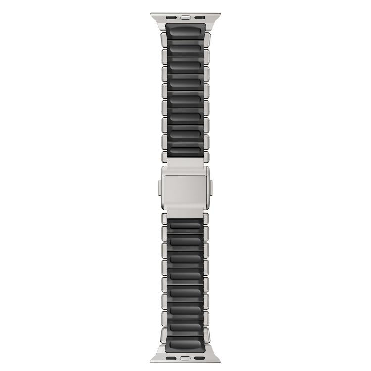 Magnetische Schnalle Einperlen-Silikon-Edelstahl-Uhrenarmband, Für Apple Watch 46mm / 49mm / 45mm / 44mm