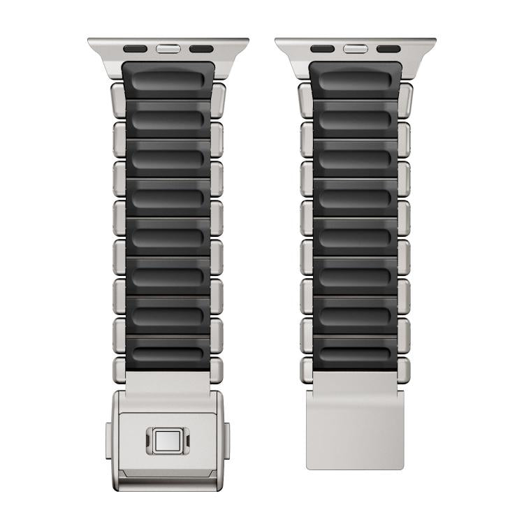 Magnetische Schnalle Einperlen-Silikon-Edelstahl-Uhrenarmband, Für Apple Watch 46mm / 49mm / 45mm / 44mm
