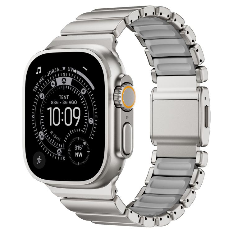 Magnetische Schnalle Einperlen-Silikon-Edelstahl-Uhrenarmband, Für Apple Watch 46mm / 49mm / 45mm / 44mm