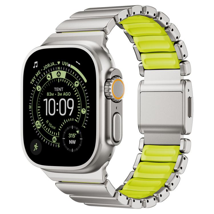 Magnetische Schnalle Einperlen-Silikon-Edelstahl-Uhrenarmband, Für Apple Watch 46mm / 49mm / 45mm / 44mm
