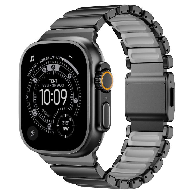 Magnetische Schnalle Einperlen-Silikon-Edelstahl-Uhrenarmband, Für Apple Watch 46mm / 49mm / 45mm / 44mm