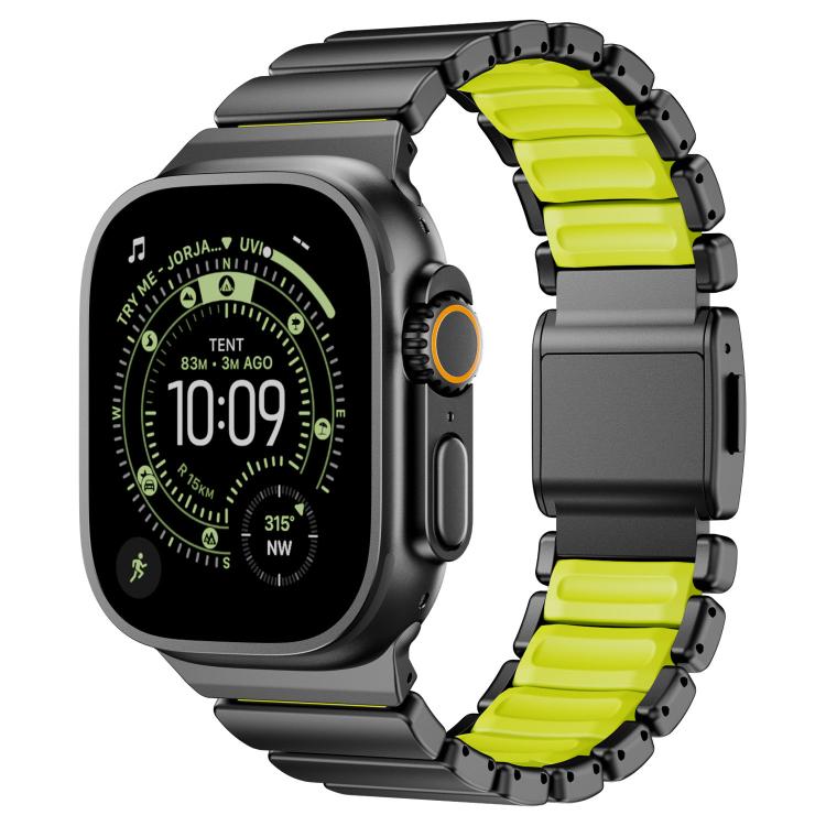 Magnetische Schnalle Einperlen-Silikon-Edelstahl-Uhrenarmband, Für Apple Watch 46mm / 49mm / 45mm / 44mm