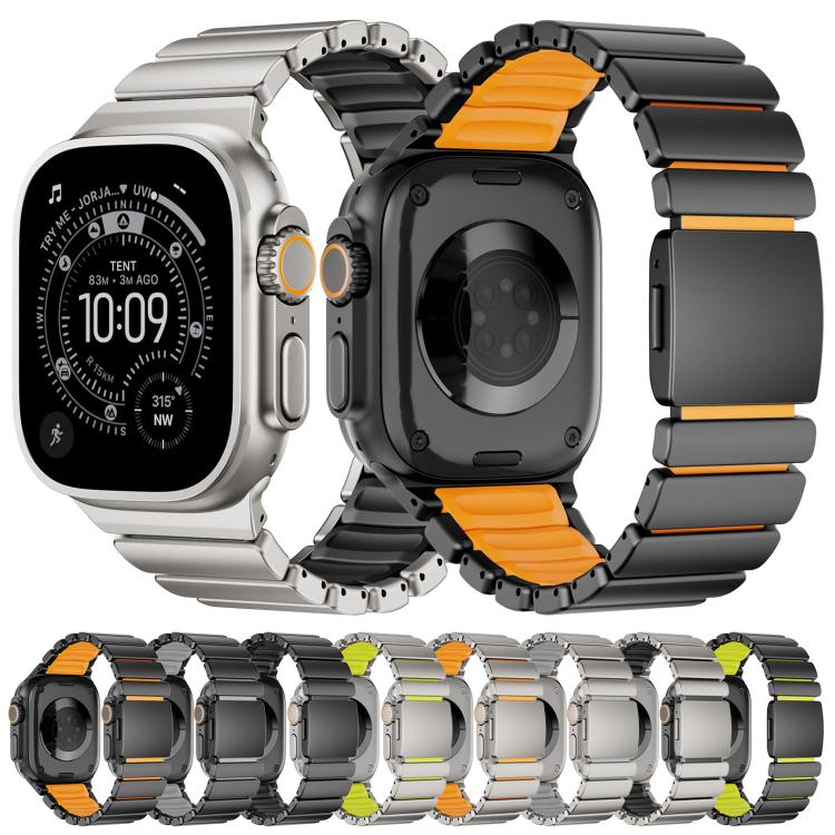 Magnetische Schnalle Einperlen-Silikon-Edelstahl-Uhrenarmband, Für Apple Watch 46mm / 49mm / 45mm / 44mm