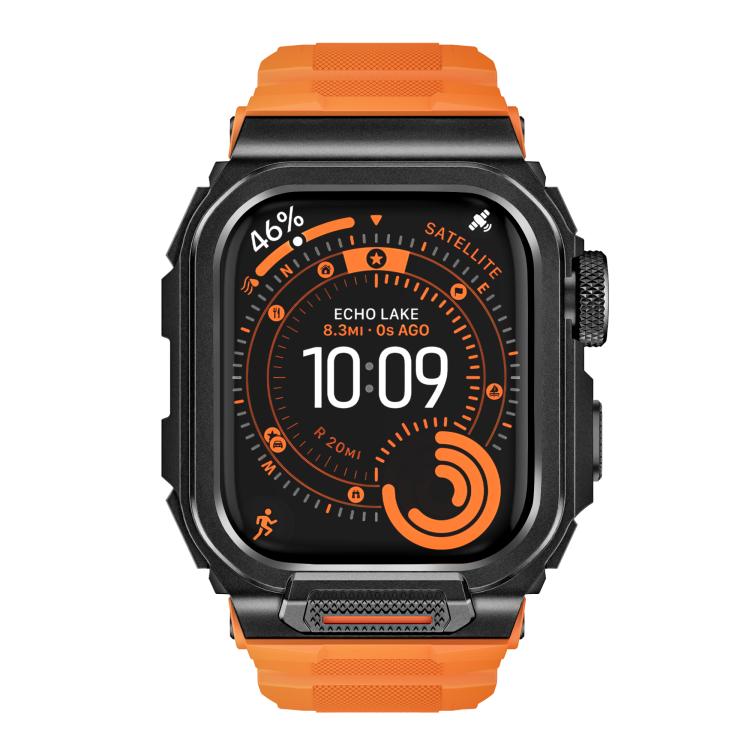 Lebhaftes Zinklegierungs-Cover Integriertes Silikon-Uhrenarmband, Für Apple Watch Series 11 / 10 46mm
