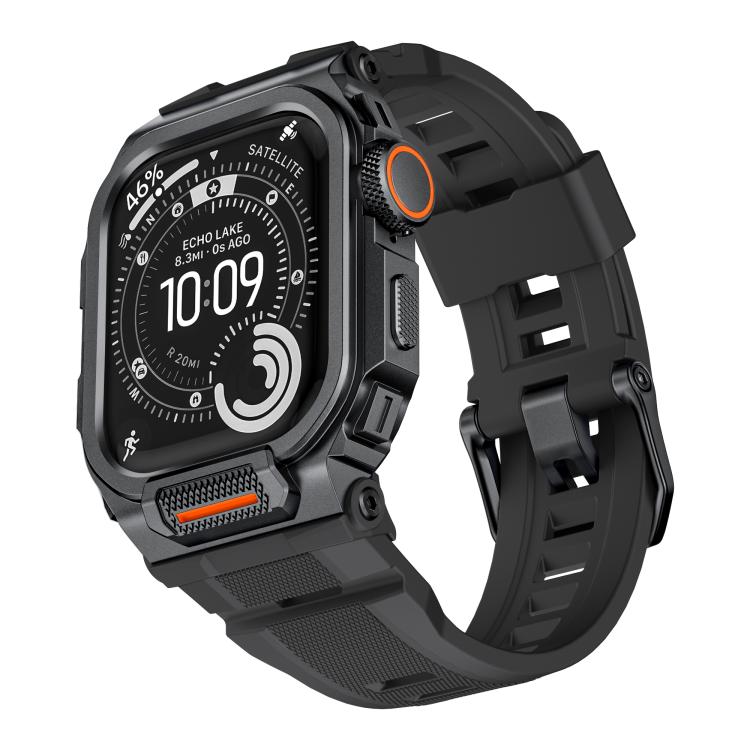 Lebhaftes Zinklegierungs-Cover Integriertes Silikon-Uhrenarmband, Für Apple Watch Series 11 / 10 46mm