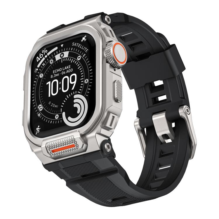 Lebhaftes Zinklegierungs-Cover Integriertes Silikon-Uhrenarmband, Für Apple Watch Series 11 / 10 46mm