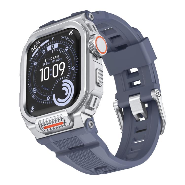 Lebhaftes Zinklegierungs-Cover Integriertes Silikon-Uhrenarmband, Für Apple Watch Series 11 / 10 46mm