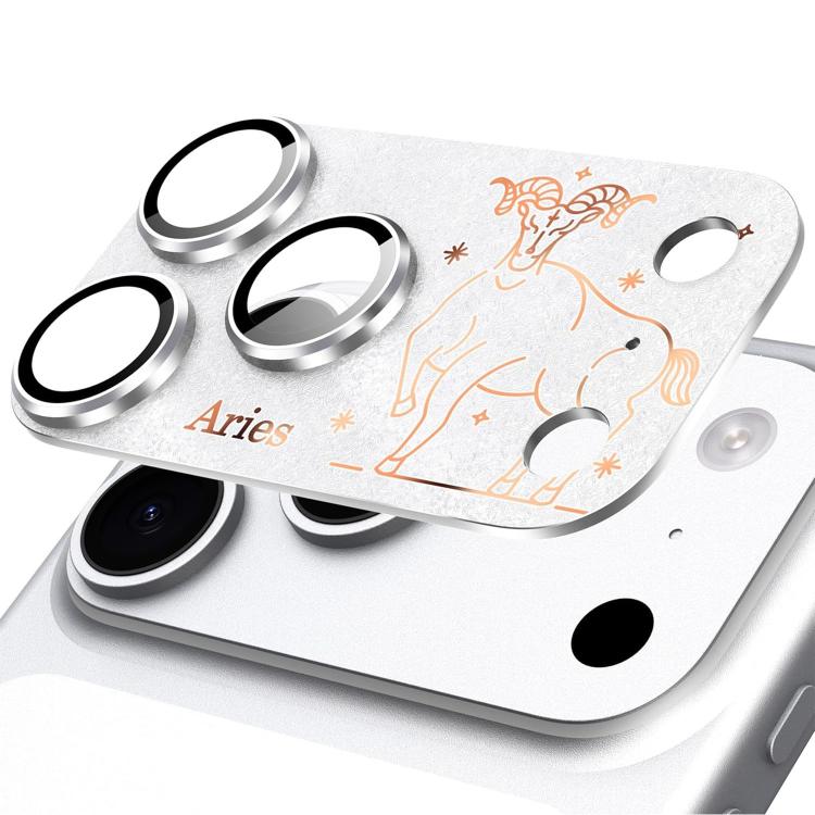 Für iPhone 17 Pro Max Zwölf Sternbilder Rüstung Integrierte Vollabdeckung Frosted Metall Kamera Linsenfolie, Widder, Jungfrau, Stier, Krebs, Steinbock, Schütze, Löwe, Fische, Zwillinge, Wassermann, Waage, Skorpion