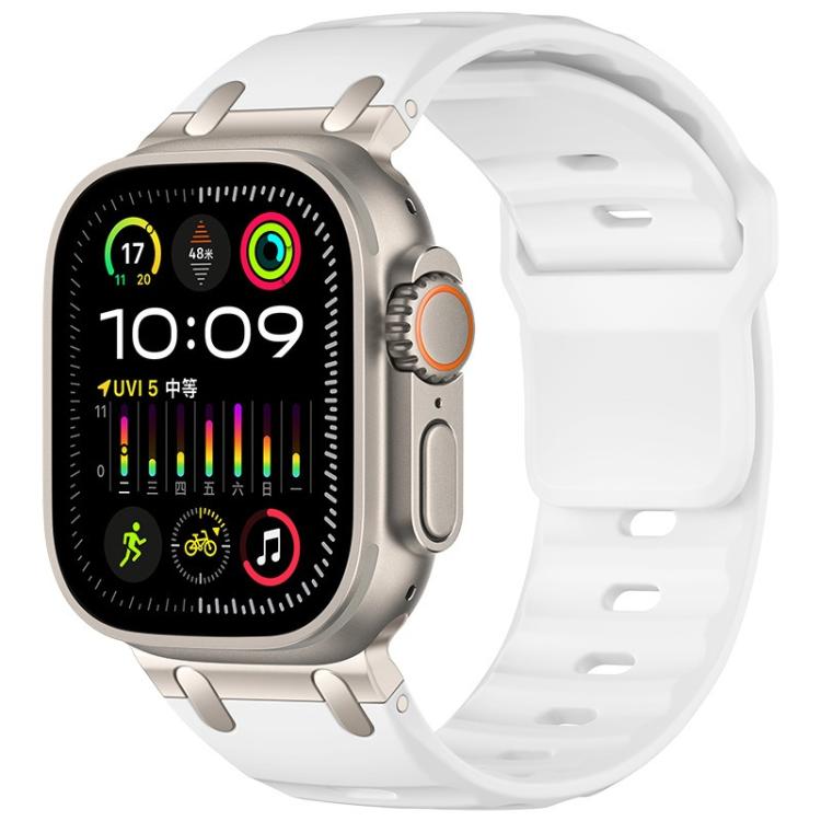 Individuell gestaltetes Stufen-Stil einfarbiges Silikon-Uhrenarmband, Für Apple Watch 49mm / 46mm / 45mm / 44mm