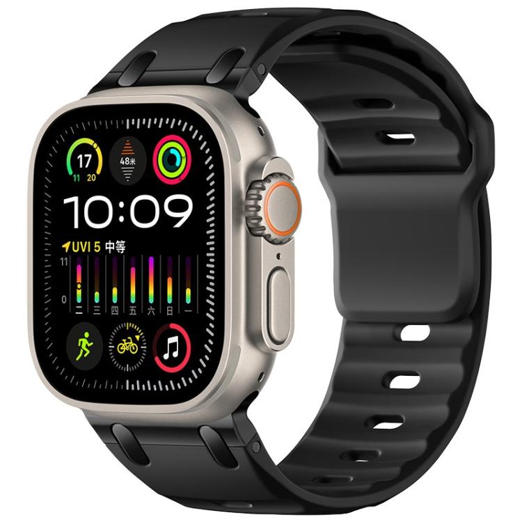 Individuell gestaltetes Stufen-Stil einfarbiges Silikon-Uhrenarmband, Für Apple Watch 49mm / 46mm / 45mm / 44mm