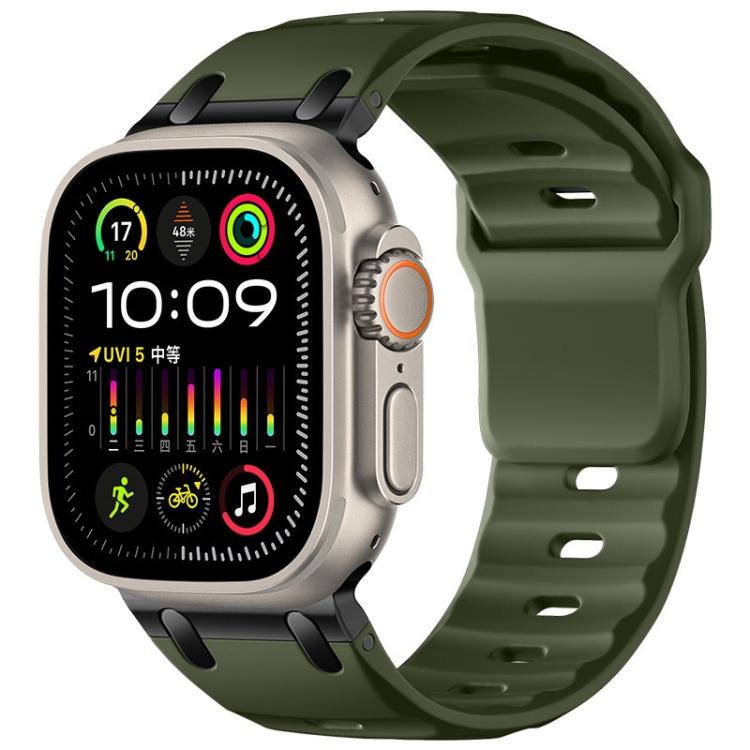 Individuell gestaltetes Stufen-Stil einfarbiges Silikon-Uhrenarmband, Für Apple Watch 49mm / 46mm / 45mm / 44mm