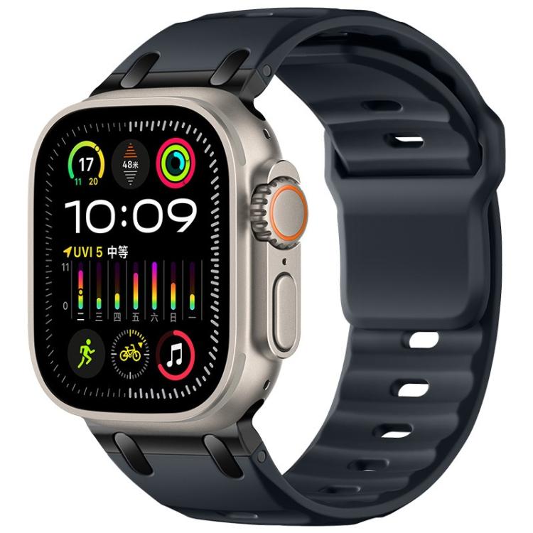 Individuell gestaltetes Stufen-Stil einfarbiges Silikon-Uhrenarmband, Für Apple Watch 49mm / 46mm / 45mm / 44mm