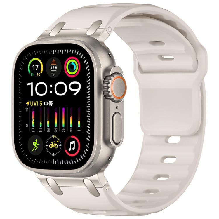 Individuell gestaltetes Stufen-Stil einfarbiges Silikon-Uhrenarmband, Für Apple Watch 49mm / 46mm / 45mm / 44mm