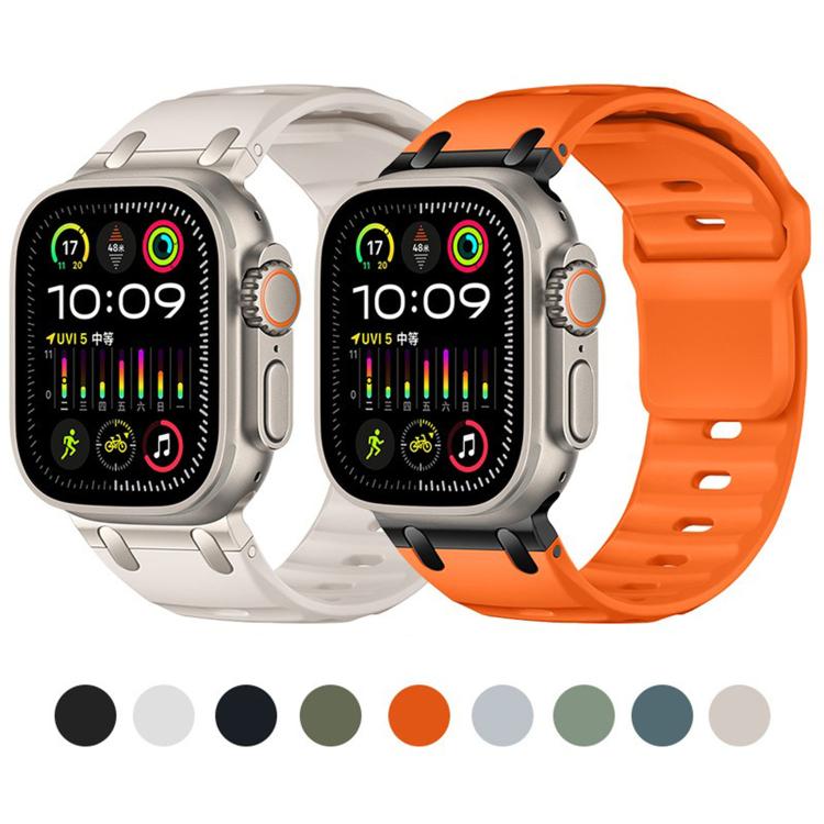 Individuell gestaltetes Stufen-Stil einfarbiges Silikon-Uhrenarmband, Für Apple Watch 49mm / 46mm / 45mm / 44mm
