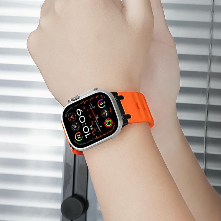 Individuell gestaltetes Stufen-Stil einfarbiges Silikon-Uhrenarmband, Für Apple Watch 49mm / 46mm / 45mm / 44mm