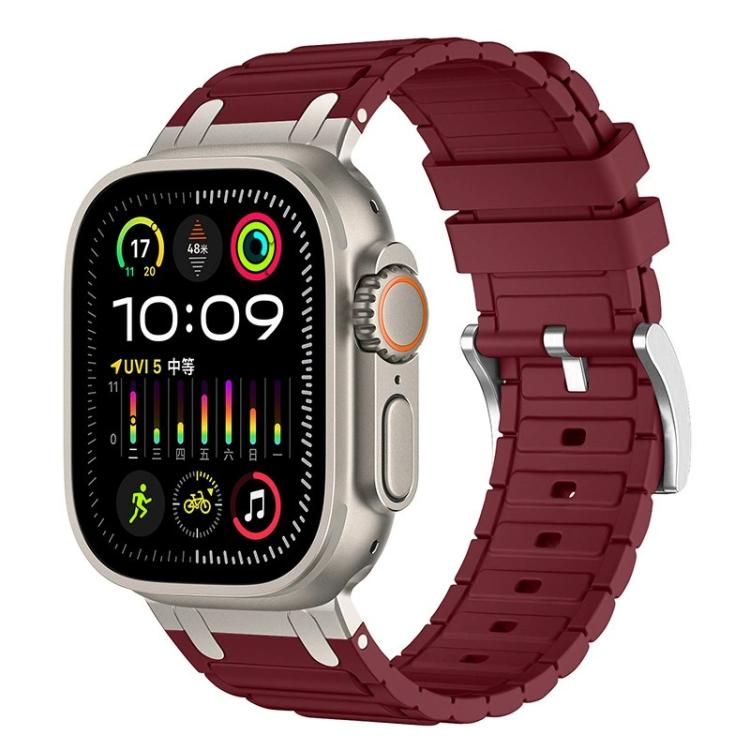 Verstärktes I-förmiges Textur-Silikon-Uhrenarmband, Für Apple Watch 49mm / 46mm / 45mm / 44mm, Für Apple Watch 42mm / 41mm / 40mm / 38mm