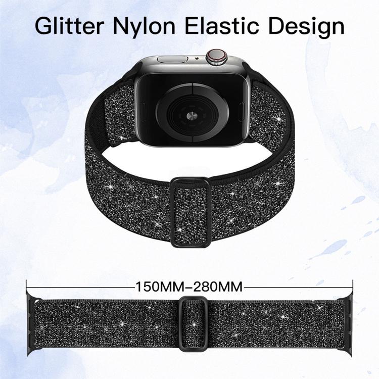 Glitzerndes elastisches Nylon-Uhrenarmband, Für Apple Watch 49mm / 46mm / 45mm / 44mm, Für Apple Watch 42mm / 41mm / 40mm / 38mm
