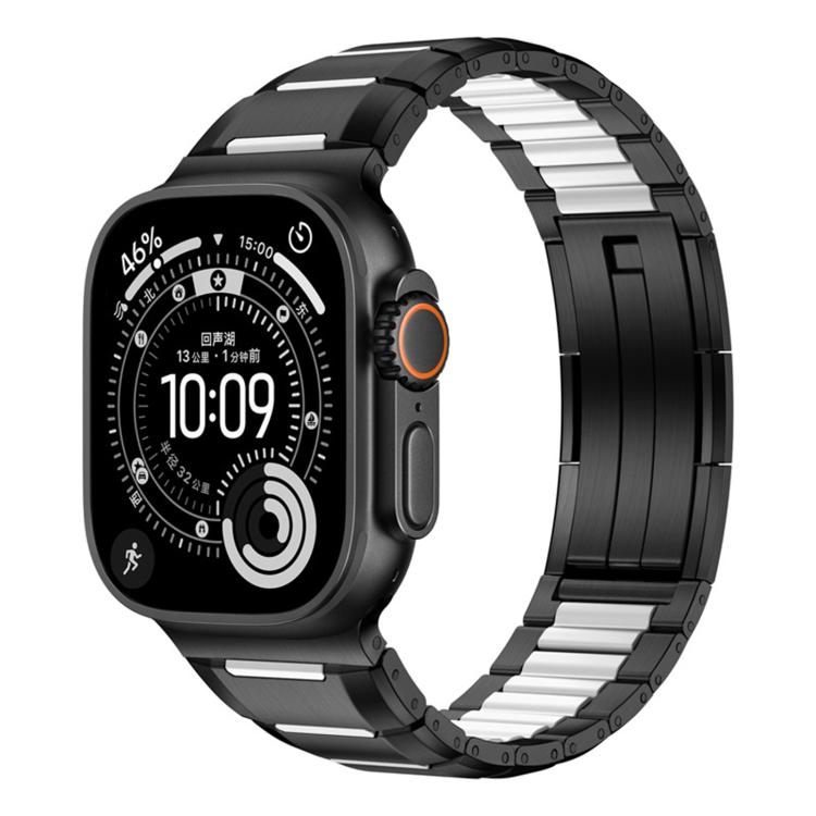 Mehrfacettiges Gummi-eingearbeitetes Edelstahl-Uhrenarmband, Für Apple Watch 46mm / 49mm / 45mm / 44mm, Für Apple Watch 42mm / 41mm / 40mm / 38mm