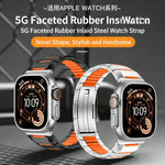 Multi-Faceted Rubber Inlaid Stainless Steel Watch Band, For Apple Watch 46mm / 49mm / 45mm / 44mm, For Apple Watch 42mm / 41mm / 40mm / 38mm