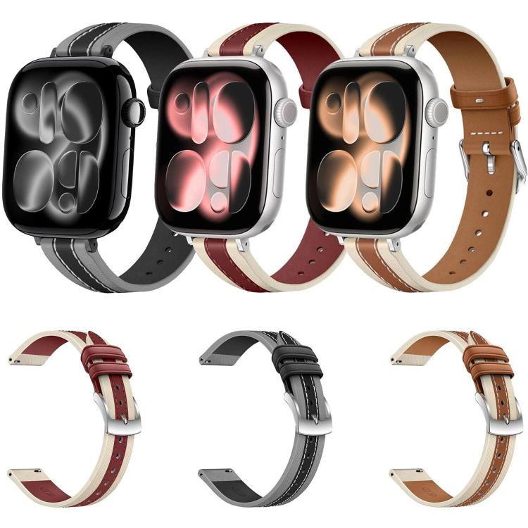 Verbundnaht echtes Leder-Uhrenarmband, Für Apple Watch 46mm / 49mm / 45mm / 44mm, Für Apple Watch 42mm / 41mm / 40mm / 38mm