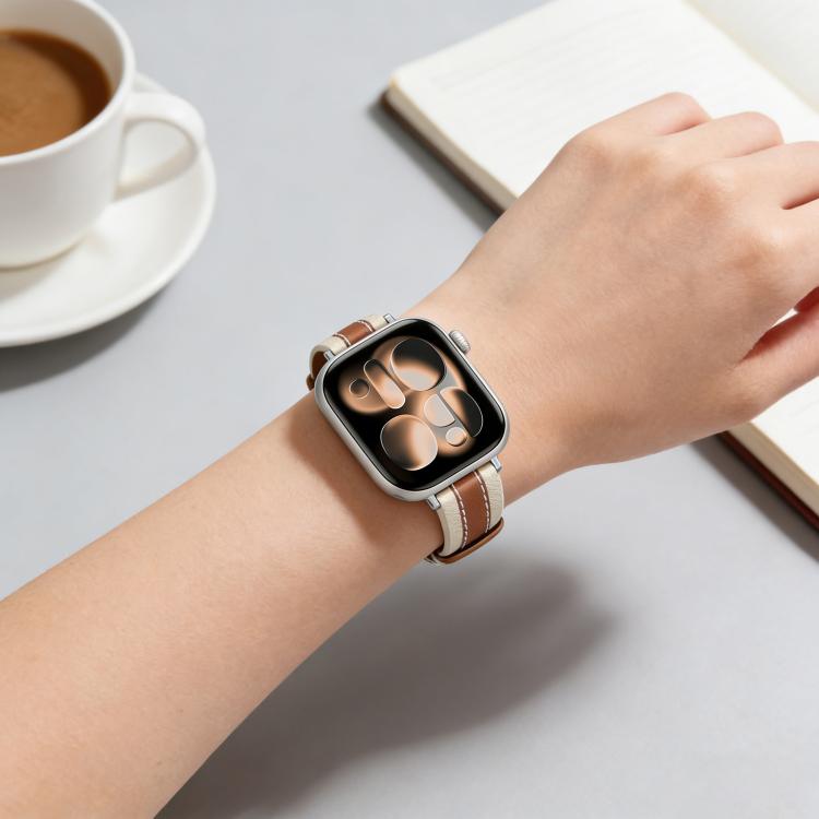 Verbundnaht echtes Leder-Uhrenarmband, Für Apple Watch 46mm / 49mm / 45mm / 44mm, Für Apple Watch 42mm / 41mm / 40mm / 38mm