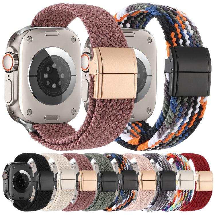 Metal Buckle Magnetic Clasp Nylon Woven Watch Band, For Apple Watch 49mm / 46mm / 45mm / 44mm, For Apple Watch 42mm / 41mm / 40mm / 38mm