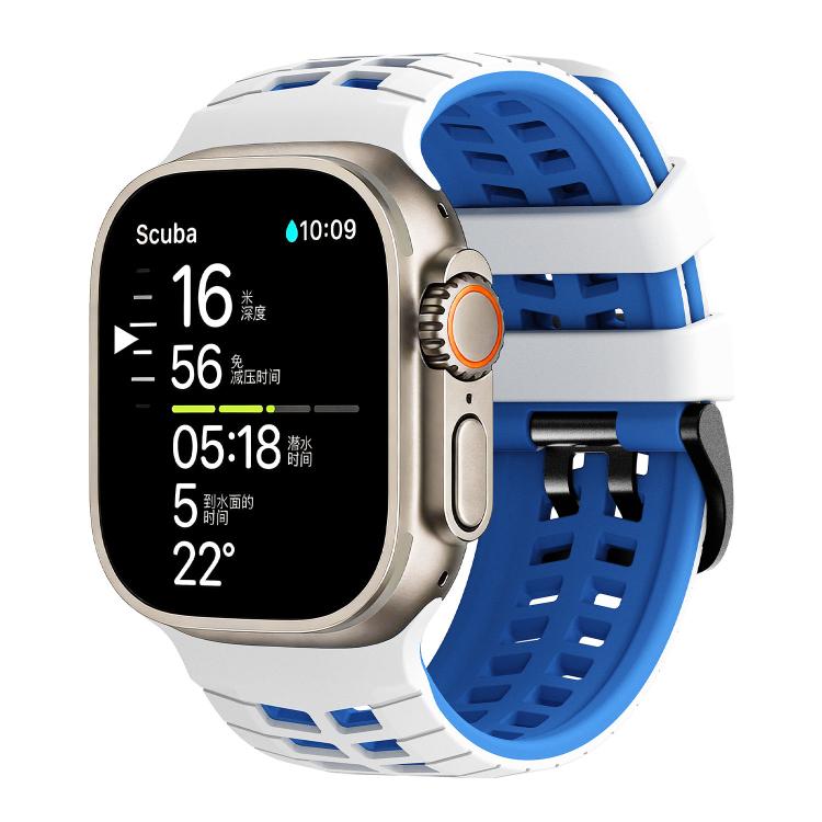 Doppel-Löcher Zwei-Farben Reifenstruktur Silikon Uhrenarmband, Für Apple Watch 49mm / 46mm / 45mm / 44mm