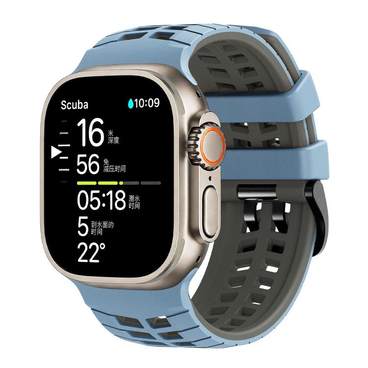 Double Holes Two Color Tire Texture Silicone Watch Band, For Apple Watch 49mm / 46mm / 45mm / 44mm