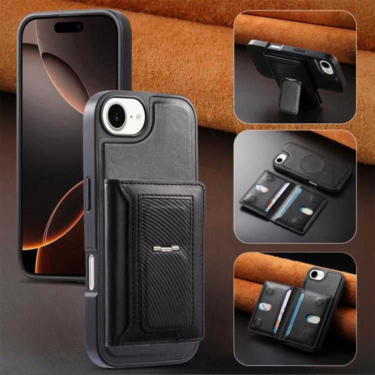 CaseNeo Retro Hinge Folding Wallet Magnetic Back Phone Case, For iPhone 17e / 16e, For iPhone 17 Pro Max, For iPhone 17 Pro, For iPhone 17, For iPhone Air, For iPhone 16 Pro Max, For iPhone 16 Pro, For iPhone 16 Plus, For iPhone 16, For iPhone 15 Pro M...