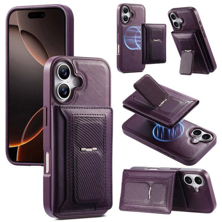 CaseNeo Retro Hinge Folding Wallet Magnetic Back Phone Case, For iPhone 17e / 16e, For iPhone 17 Pro Max, For iPhone 17 Pro, For iPhone 17, For iPhone Air, For iPhone 16 Pro Max, For iPhone 16 Pro, For iPhone 16 Plus, For iPhone 16, For iPhone 15 Pro M...