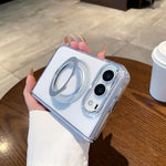Foldable Transparent Holder Magnetic Phone Case, For iPhone Duo