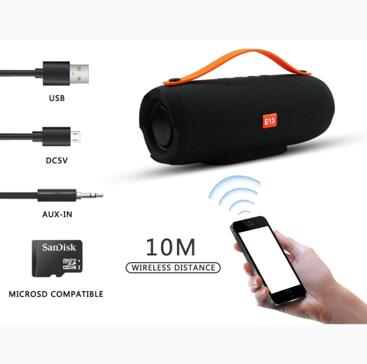 E13 Mini Tragbarer Kabelloser Bluetooth-Lautsprecher Stereo Freisprecheinrichtung Radio Musik Subwoofer Säulenlautsprecher mit TF FM, ROT, BLAU, SCHWARZ