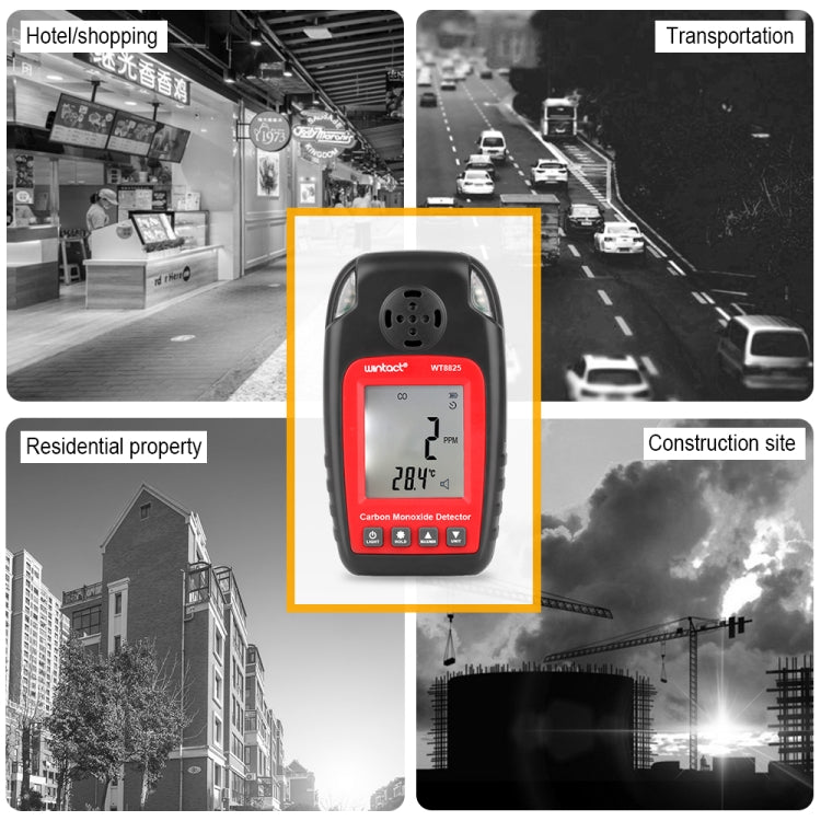 WINTACT WT8825 Kohlenmonoxid-Detektor Unabhängiger CO-Gassensor Warnung Hochsensibler Vergiftungsalarm-Detektor, WT8825